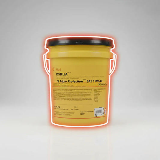 Aceite lubricante Shell Rotella T Triple Protection 15W-40 CK-4 para motor diésel de camión pesado, presentación galón y cubeta