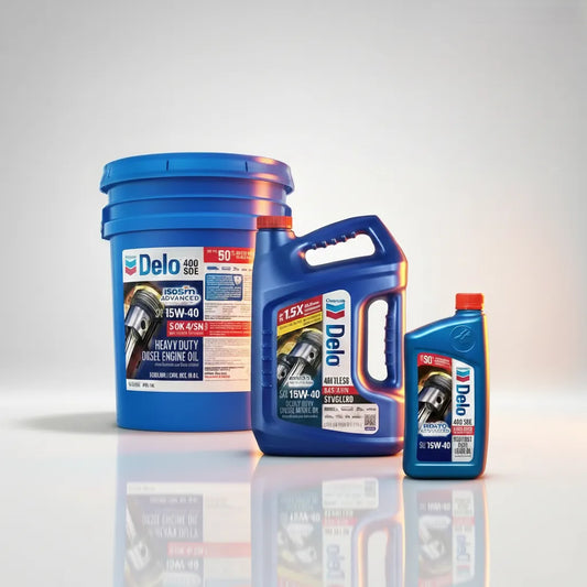 Aceite motor Chevron Delo 400 SDE 15W-40 con tecnología ISOSYN Advanced que optimiza vida útil de filtros DPF y sistemas SCR, mayor durabilidad del motor, resistencia a degradación térmica y control superior de depósitos en motores diésel heavy duty