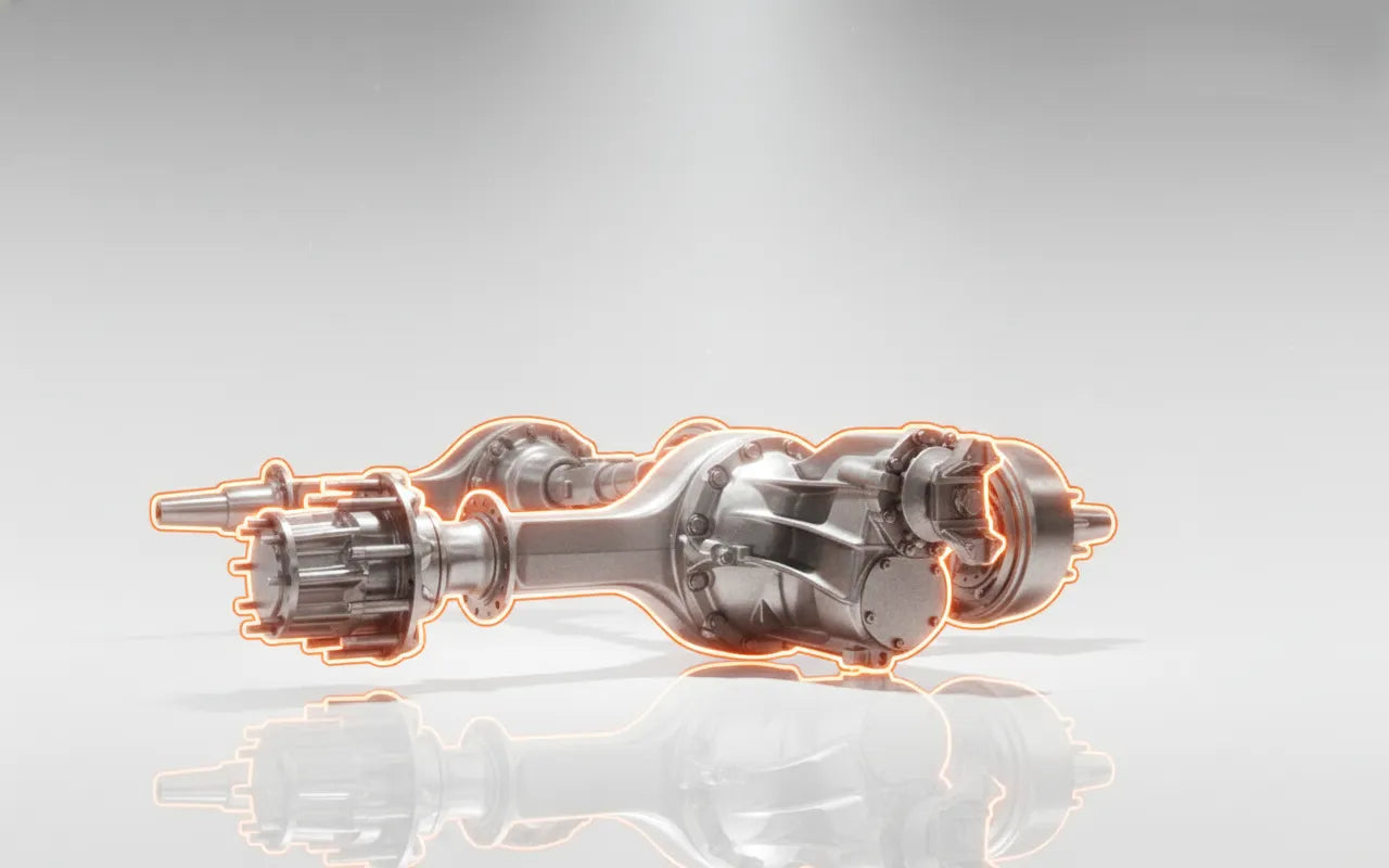 Diferenciales de grado industrial Eaton, Spicer y Meritor fabricados en aleación de acero forjado de alta densidad con tratamiento térmico cementado y endurecido para resistencia extrema al torque masivo de motores diésel en tractocamiones y volteos