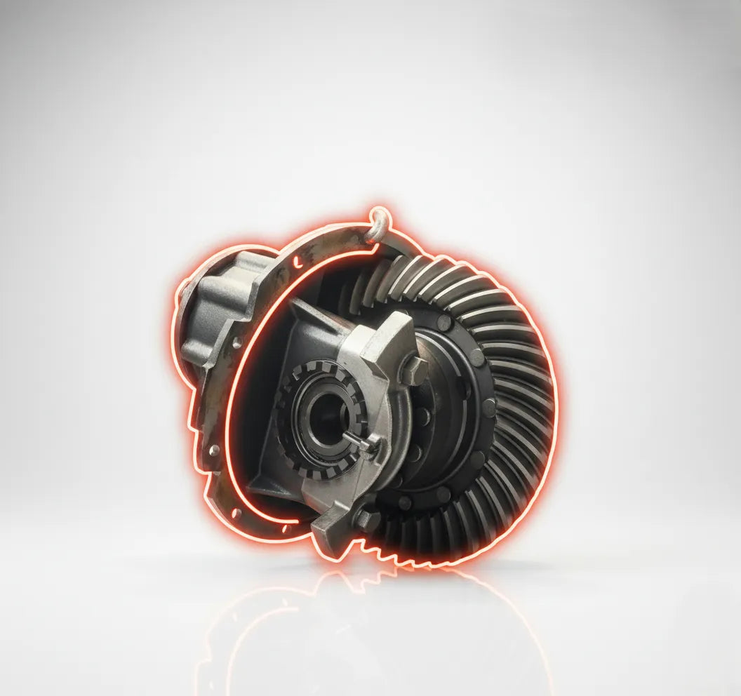 Conjunto de diferencial corona y piñón Eaton, Spicer Dana y Meritor Rockwell con precisión hipoidal, engranajes maquinados con tolerancias exactas y acero forjado de alta densidad para transferencia de torque suave en ejes de servicio pesado