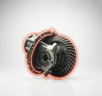 Conjunto de diferencial corona y piñón Eaton, Spicer Dana y Meritor Rockwell con precisión hipoidal, engranajes maquinados con tolerancias exactas y acero forjado de alta densidad para transferencia de torque suave en ejes de servicio pesado