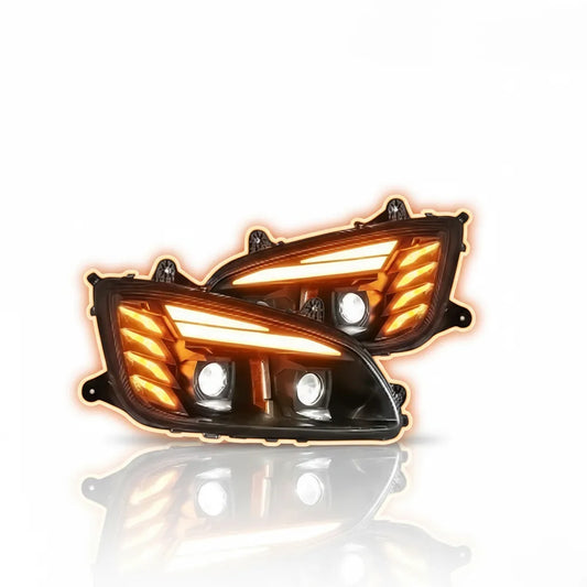 Faro delantero LED completo para Kenworth T660 T800 T170 T270 T370 T440 T470. Conjunto negro con DRL y doble señal de giro. Iluminación premium OEM.